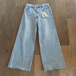 Alice + Olivia Rockstar Blue Amazing Embellished Jeans 26 NWT